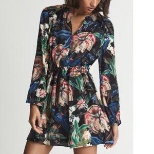 Reiss Alyssa Rio Floral Flippy Long Sleeve Dress Size 10 US